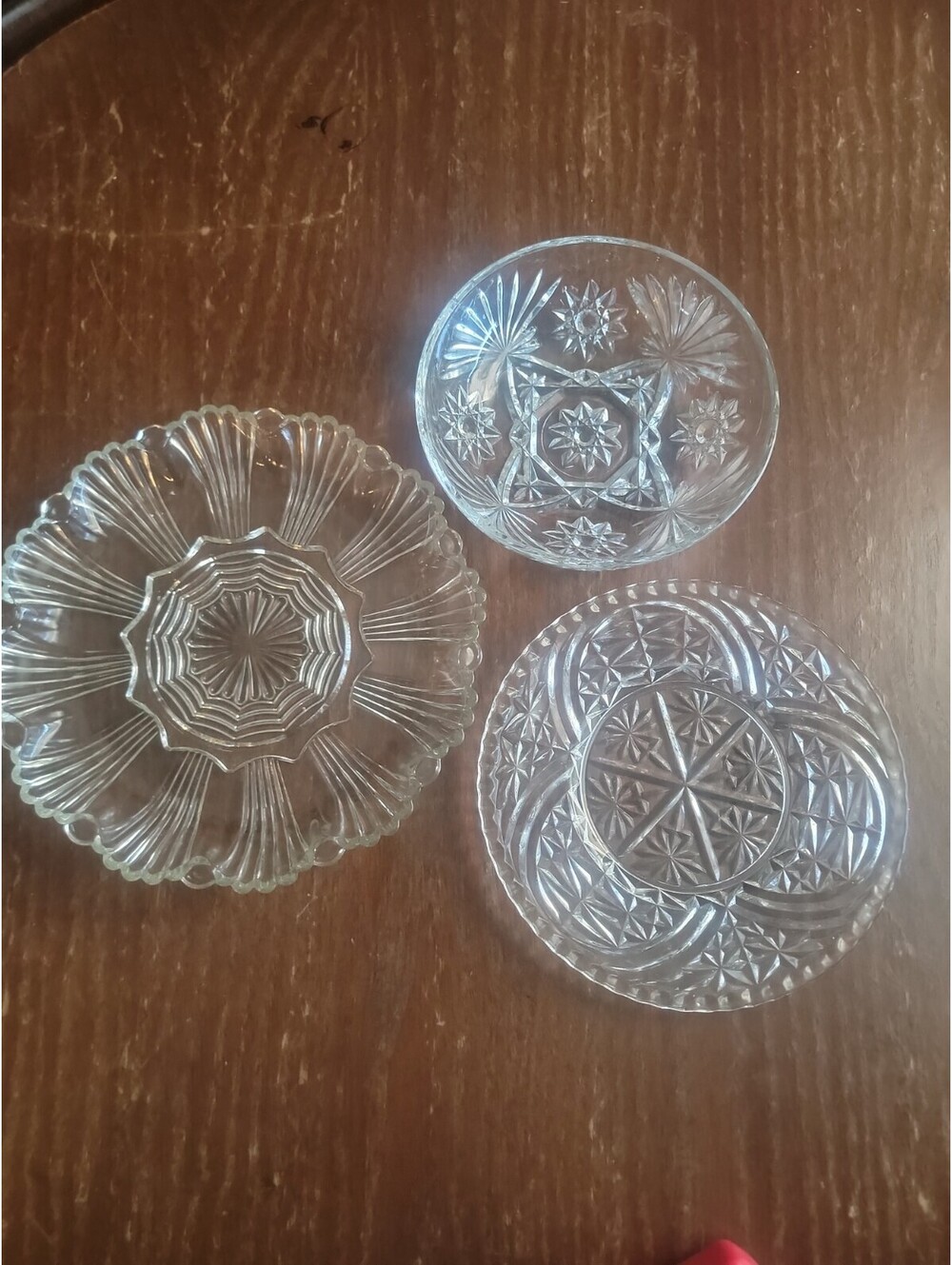 Vintage Clear Glass Round Appetizer Crystal Glass 3 Piece Lot